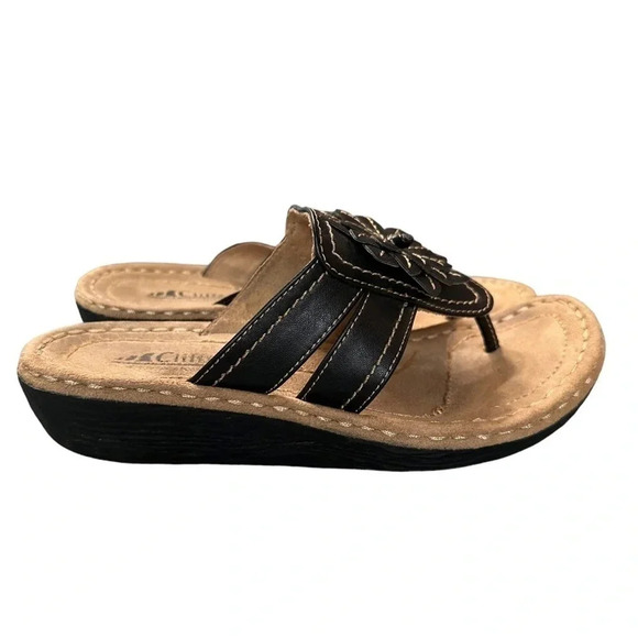 Cliffs by White Mountain 8.5 brown boho comfort wedge slip on sandals - Picture 6 of 9